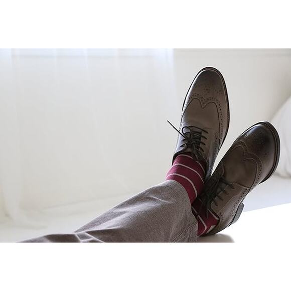 Lot 6 Pairs Mens Socks 9 - 13 Crew Socks Dress Socks Striped Combed Cotton Vybe - Picture 7 of 9